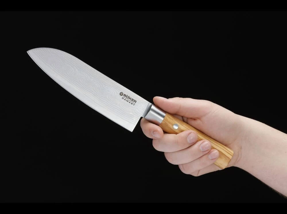 Damast Olive Santoku 6 Damast Olive Santoku – Bild 4